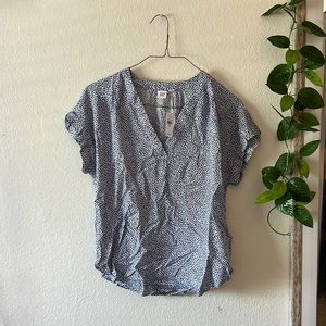 Blue and white floral blouse